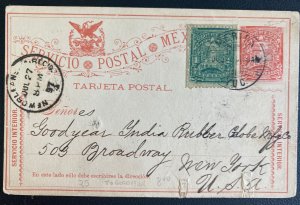 1897 Merida Yucatan Mexico Postal Stationery Postcard Cover To New York Usa