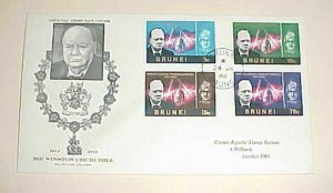 BRUNEI  FDC CHURCHILL 1966 CACHET