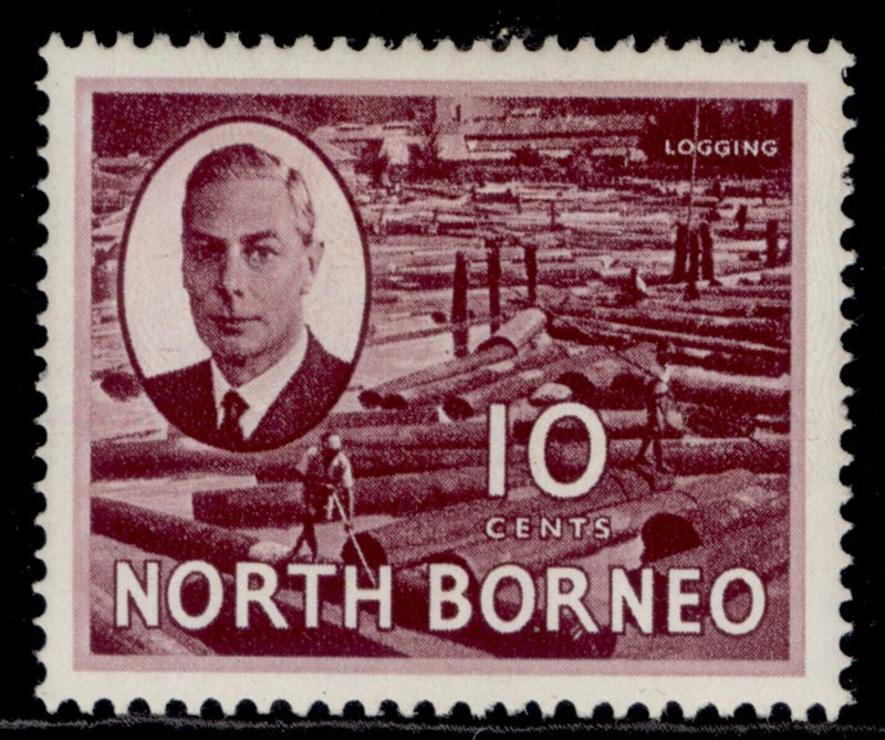 NORTH BORNEO GVI SG362, 10c maroon, M MINT.