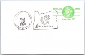 US POSTAL CARD SPECIAL EVENT POSTMARK THE BEAVER STATE PIPEX '78 PORTLAND OREGON