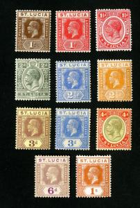St Lucia Stamps # 76-87 VF OG LH Set of 12 Scott Value $65.00