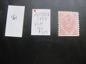 AUSTRIA 1883 MINT VERY LIGHT HINGED SC 46 VF  $375 (152)