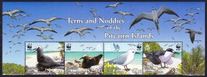 Pitcairn WWF Seabirds Wide Top Strip of 4v with names 2007 MNH SC#647a-d