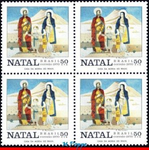 1180 BRAZIL 1970 CHRISTMAS, HOLY FAMILY BY C.PORTINARI, MI# 1274, BLOCK MNH