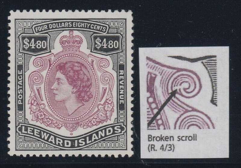 Leeward Islands, SG 140a, MNH Broken Scroll variety