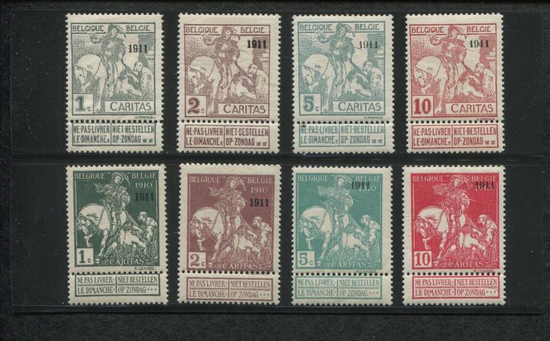 1911 Belgium Semi-Postal Stamps #B9-B16 Mint Lightly Hinged F/VF Original Gum