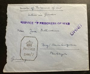 1940s Dehra Dun India POW Internment Camp #4 Cover To Berg Germany E Bethmann