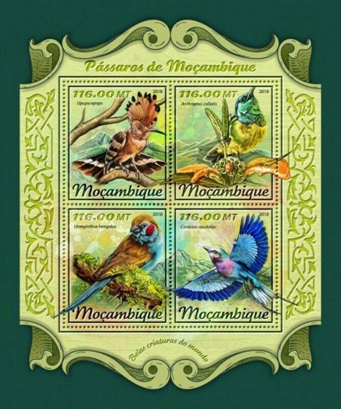 Mozambique - 2018 Mozambique Birds - 4 Stamp Sheet - MOZ18116a