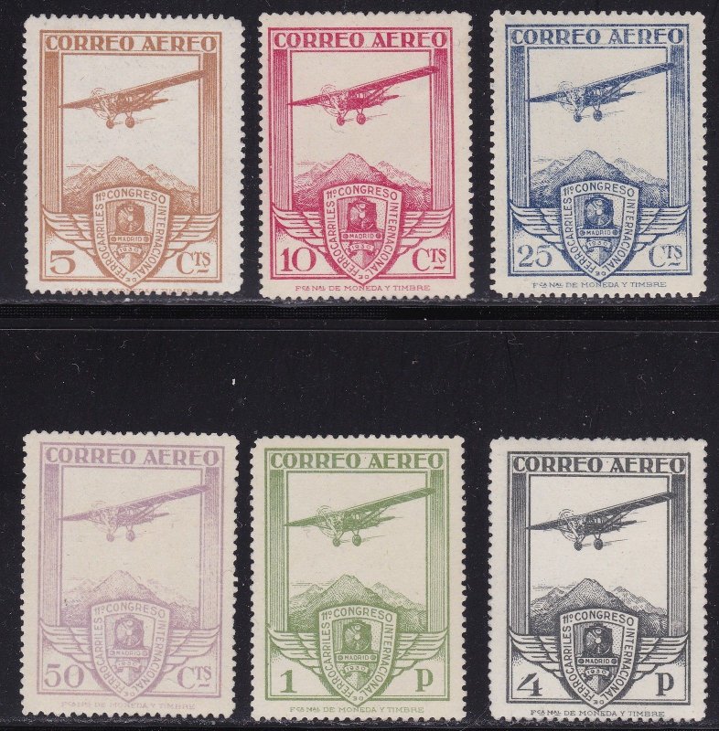 1930 SPAIN, Air Mail 50/55 set of 6 stamps - MNH** - check digits on reverse