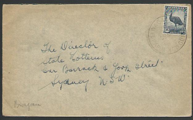 PAPUA NEW GUINEA 1949 cover Australia franking BWAGAOIA cds................12599