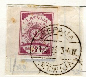 LATVIA; 1919 early Imperf local issue fine used 3k. value fine Postmark Piece