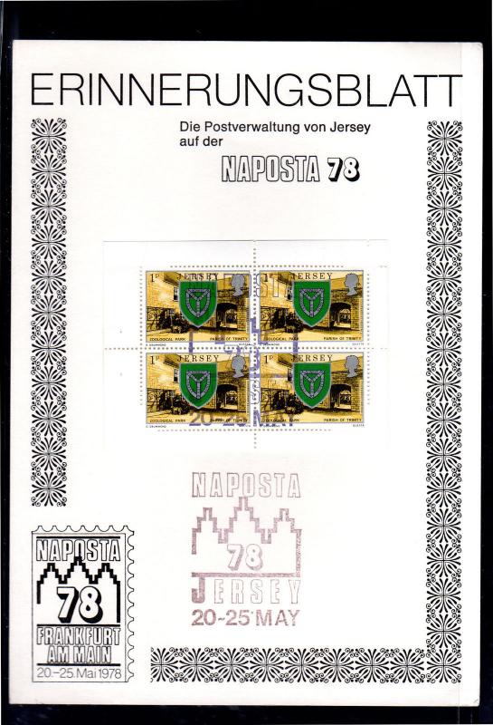 JERSEY #138  1978  COAT OF ARMS B/P OF 4  SOUVENIR CARD