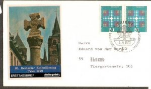 Germany 1970 Meeting of German Catholic Trier Cross Church Sc 1046 Cover ++B9...