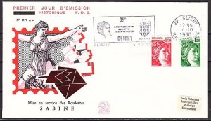 France, Scott cat. 1675, 1677. Sabine 1980 Coil values. First day cover. ^