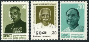Sri Lanka 640-642,MNH. Famous Men 1982. 