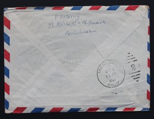 Czechoslovakia Air Mail Cover #297A,298 to USA 1947