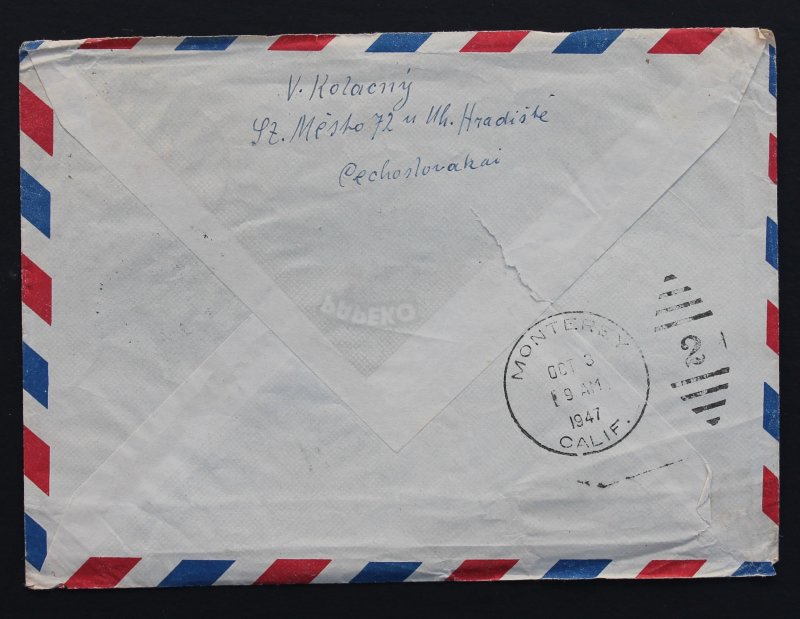 Czechoslovakia Air Mail Cover #297A,298 to USA 1947