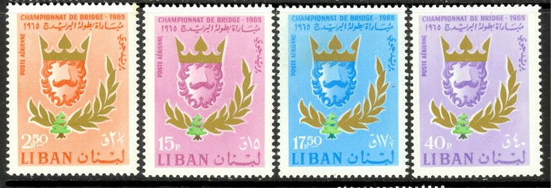 LEBANON 1965 BRIDGE CHAMPIONSHIPS Airmail Set Scott C453-C456 MNH