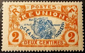 France. Unused Réunion postage stamp (1907) issued by the French colony...