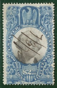 USA Revenue Classic High Value ScottR124 $2.50 Blue (1871) Used Cat $60 YELLOW69