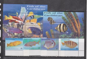 2003 Grenada marine life fish set+klb+s/s MNH 076