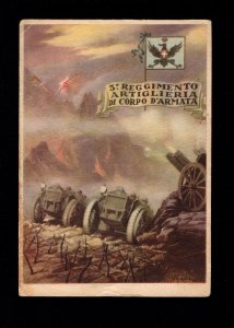 Italy WWII Era 1938 3rd Regiment Artillery Battle Cannon Troop Cars Postcard u