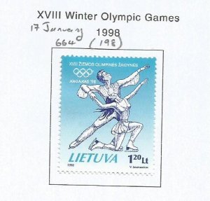 LITHUANIA - 1998 - XVIII Winter Olympics -  Perf Single Stamp - M L H