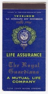 Canada Revenue 3/10¢ Excise Tax Matchbook THE ROYAL GUARDIANS Montreal