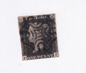 GB 1840 QV SG1 PENNY BLACK WITH SON BLACK MX ALPHA F-F