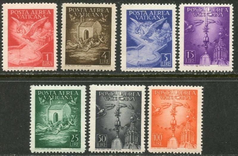 VATICAN Sc#C9-C15 1947 Airmails Complete Set OG Mint NH