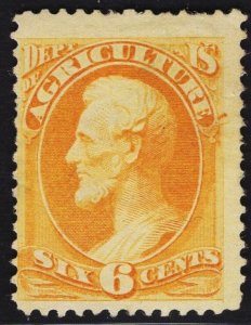 US #O4 6c Yellow Dept. of Agriculture MINT NO GUM SCV $130.00