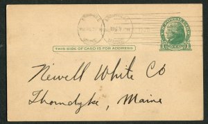 1928 US Postal Card Brownville to Thorndike ME High School Stationery Order