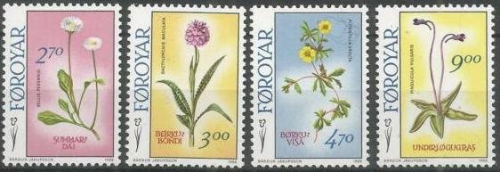 Faroe Islands 1988 #169-72 MNH. Flowers