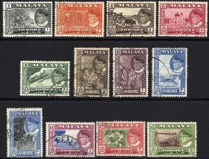 Johore SG155/65 Set of 11 Fine Used Cat 80 pounds