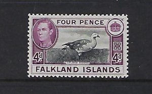 FALKLAND IS. SCOTT #88 1936-46 GEORGE VI 4P (VIOLET/BLACK) -MINT LIGHT HINGED