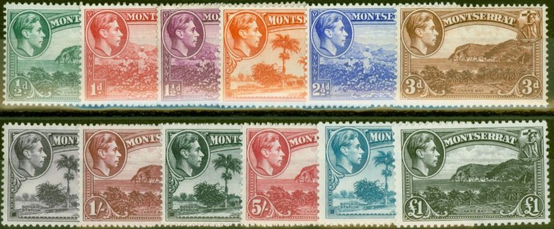 Montserrat 1938-48 set of 12 SG101-112 Fine Mtd Mint