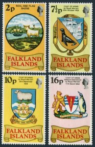 Falkland 241-244, MNH. Mi 236-239. Heraldic Arms, 1975. Seal, Flag, Sheep, Bird.