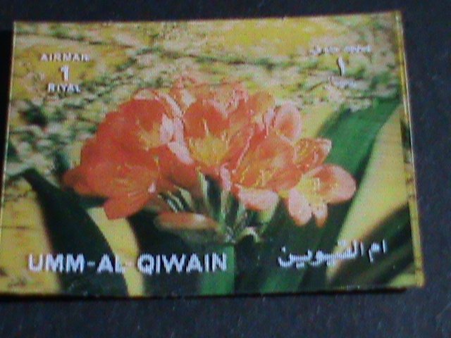 ​UMM AL QIWAIN STAMP-COLORFUL-3D-RARE STAMP-LOVELY FLOWER MINT STAMP-VERY FINE