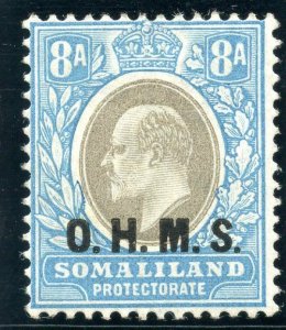 Somaliland 1904 KEVII Official 8a grey-black & pale blue MLH. SG O13. Sc O14.