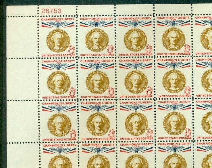 US #1160 8¢ Paderewski, Champion of Liberty Sheet, Complete sheet of 72 NH