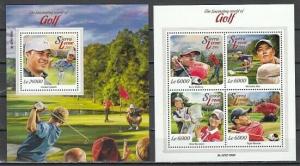Sierra Leone, 2015 issue. Golfers sheet of 4 and s/sheet. ^