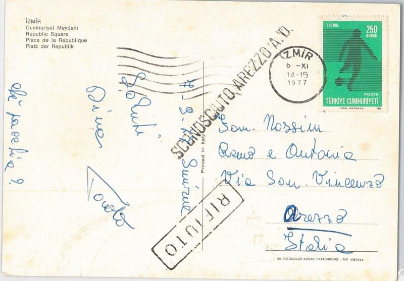 54407 - FOOTBALL - TURKEY -  POSTAL HISTORY:  POSTCARD with SPORT stamp 1977