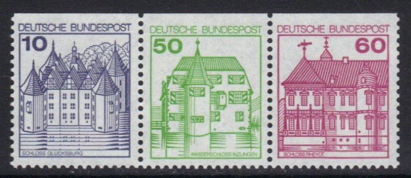 Germany  1980 MNH  German castles 10 + 50 + 60 imperf top