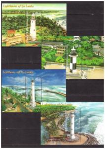 SRI LANKA 2018 Lighthouses 4 souvenir sheets MNH