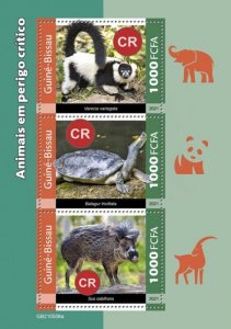 Guinea-Bissau - 2021 Critically Endangered Species - 3 Stamp Sheet - GB210506a