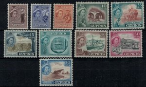 Cyprus 1955 SG173-182 QEII Definitives - Short Set - MLH