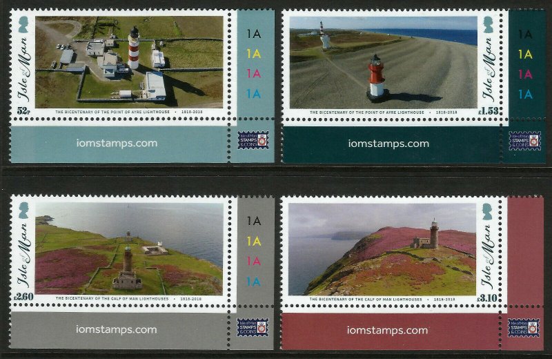 Isle of Man IOM 2018 Lighthouses 4v Set of Stamps unmounted mint MNH