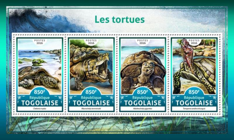 TOGO - 2016 - Turtles - Perf 4v Sheet - MNH