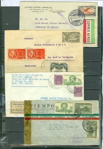 MEXICO  (4) AIR COVERS incl. (1) REGISTERED to US & (1) CENSORED to CURACAO