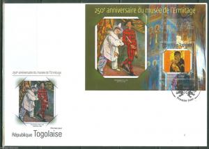 TOGO 2014 ANIVERSARY OF THE HERMITAGE MUSEUM CEZANNE & VLADMIR'S VIRGIN S/S FDC